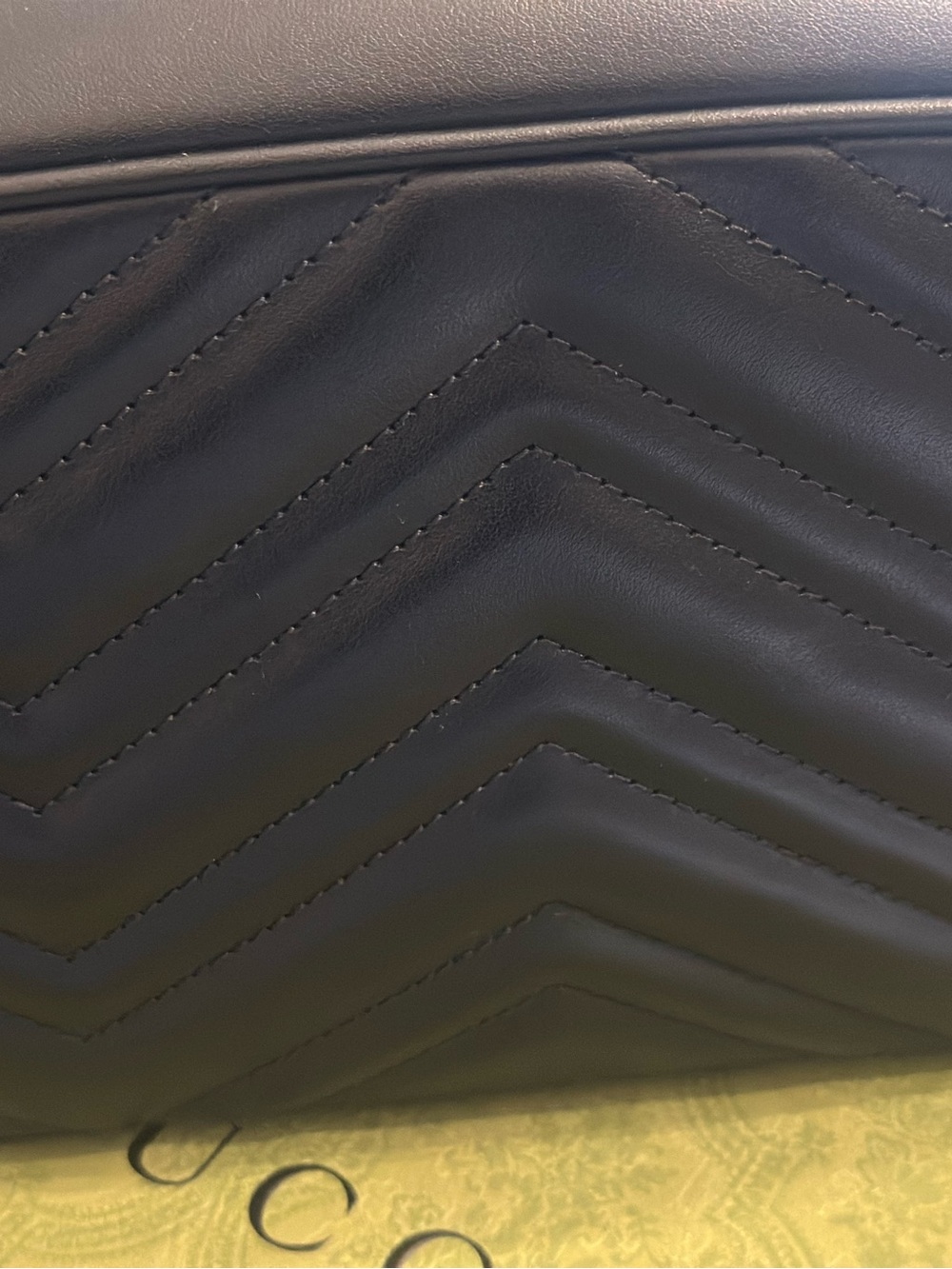 Gucci Black Chevron Matelassé GG Marmont Crossbody Bag - Picture 4 of 9